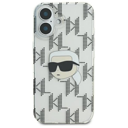 Θήκη για Apple iPhone 16, Karl Lagerfeld, IML Luxury Electroplated Karl's Head, Διαφανής