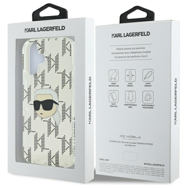 Θήκη για Apple iPhone 16, Karl Lagerfeld, IML Luxury Electroplated Karl's Head, Διαφανής