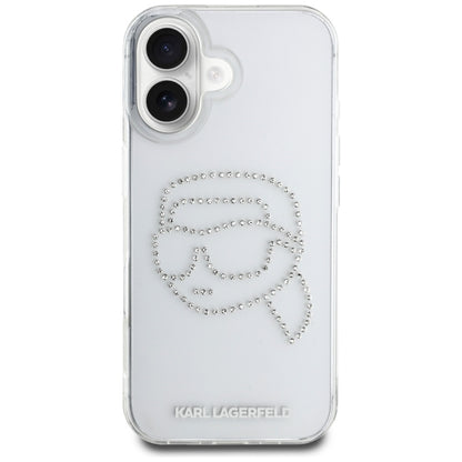 Θήκη για Apple iPhone 16, Karl Lagerfeld, IML Rhinestones Karl's Head, Διάφανη