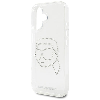 Θήκη για Apple iPhone 16, Karl Lagerfeld, IML Rhinestones Karl's Head, Διάφανη