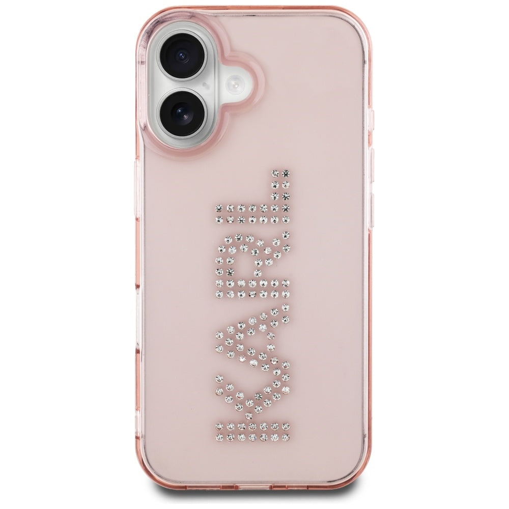 Θήκη για Apple iPhone 16, Karl Lagerfeld, IML Rhinestones Pink Logo, Ροζ