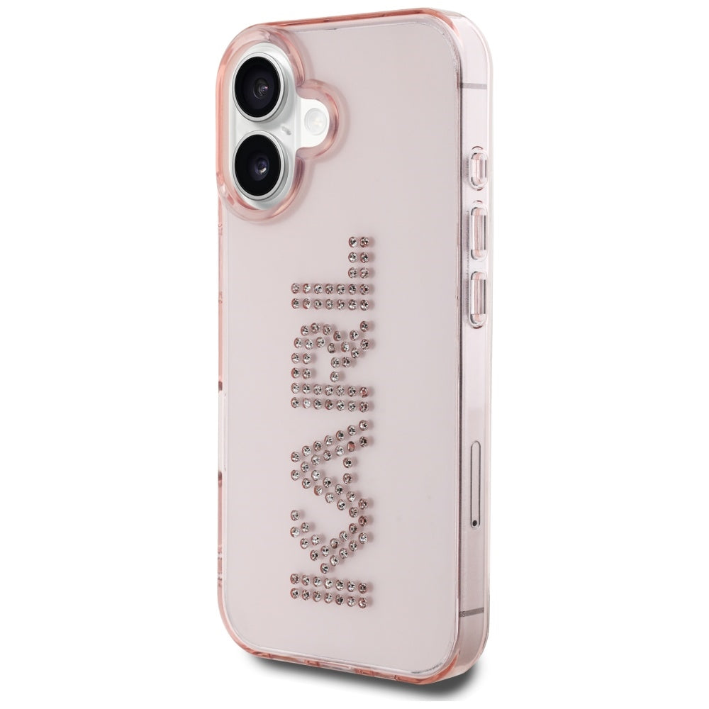 Θήκη για Apple iPhone 16, Karl Lagerfeld, IML Rhinestones Pink Logo, Ροζ