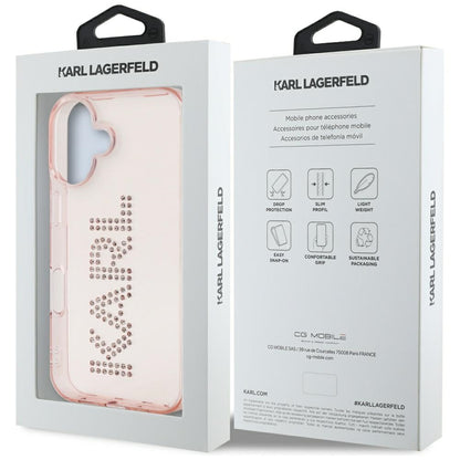 Θήκη για Apple iPhone 16, Karl Lagerfeld, IML Rhinestones Pink Logo, Ροζ