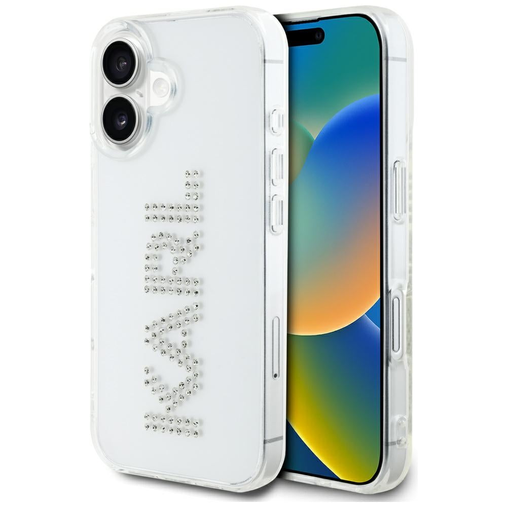 Θήκη για Apple iPhone 16, Karl Lagerfeld, IML Rhinestones Διαφανές Λογότυπο, Διαφανής