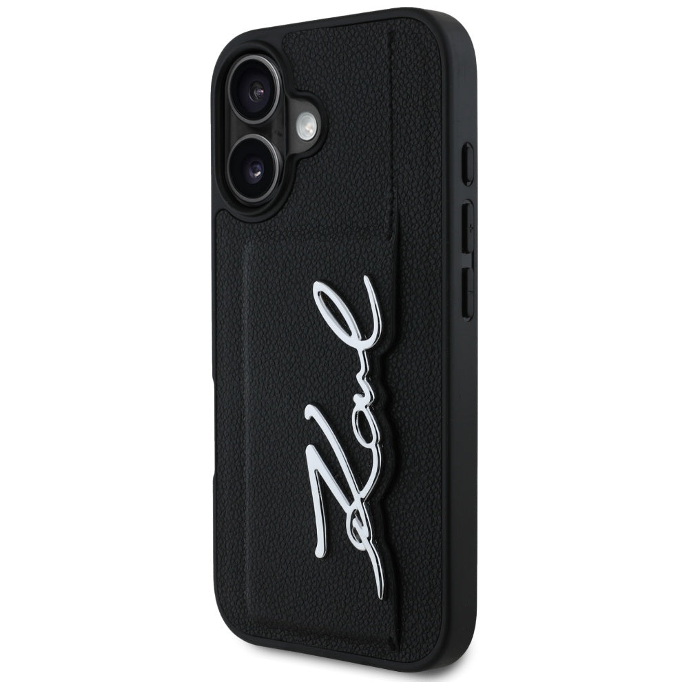 Θήκη για Apple iPhone 16, Karl Lagerfeld, Metal Signature, Μαύρη