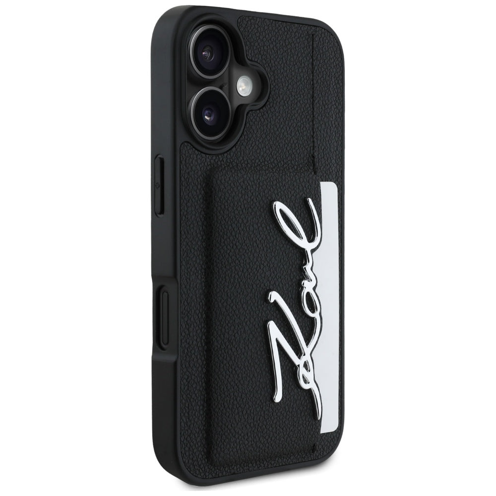 Θήκη για Apple iPhone 16, Karl Lagerfeld, Metal Signature, Μαύρη