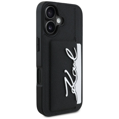 Θήκη για Apple iPhone 16, Karl Lagerfeld, Metal Signature, Μαύρη