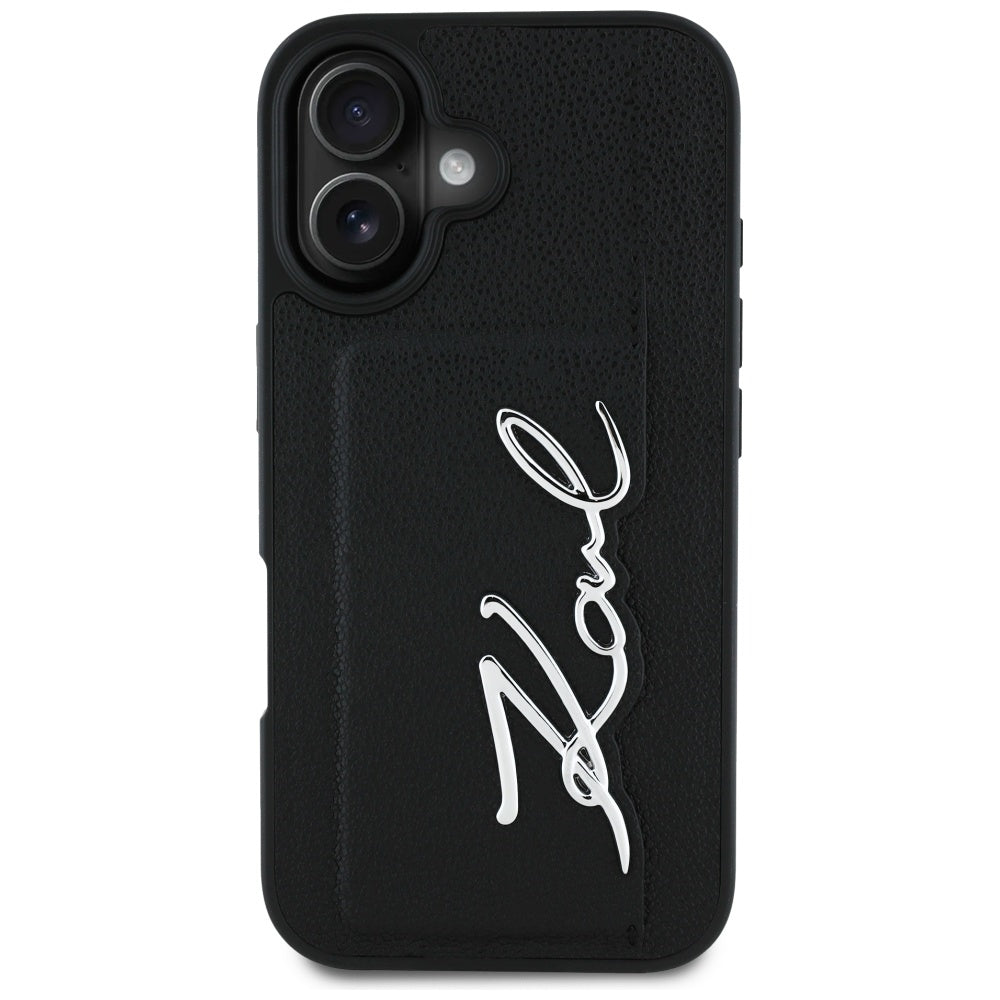 Θήκη για Apple iPhone 16, Karl Lagerfeld, Metal Signature, Μαύρη