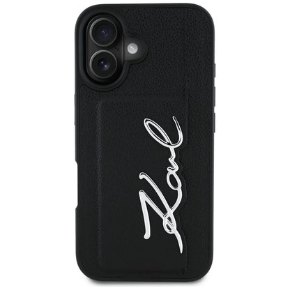 Θήκη για Apple iPhone 16, Karl Lagerfeld, Metal Signature, Μαύρη