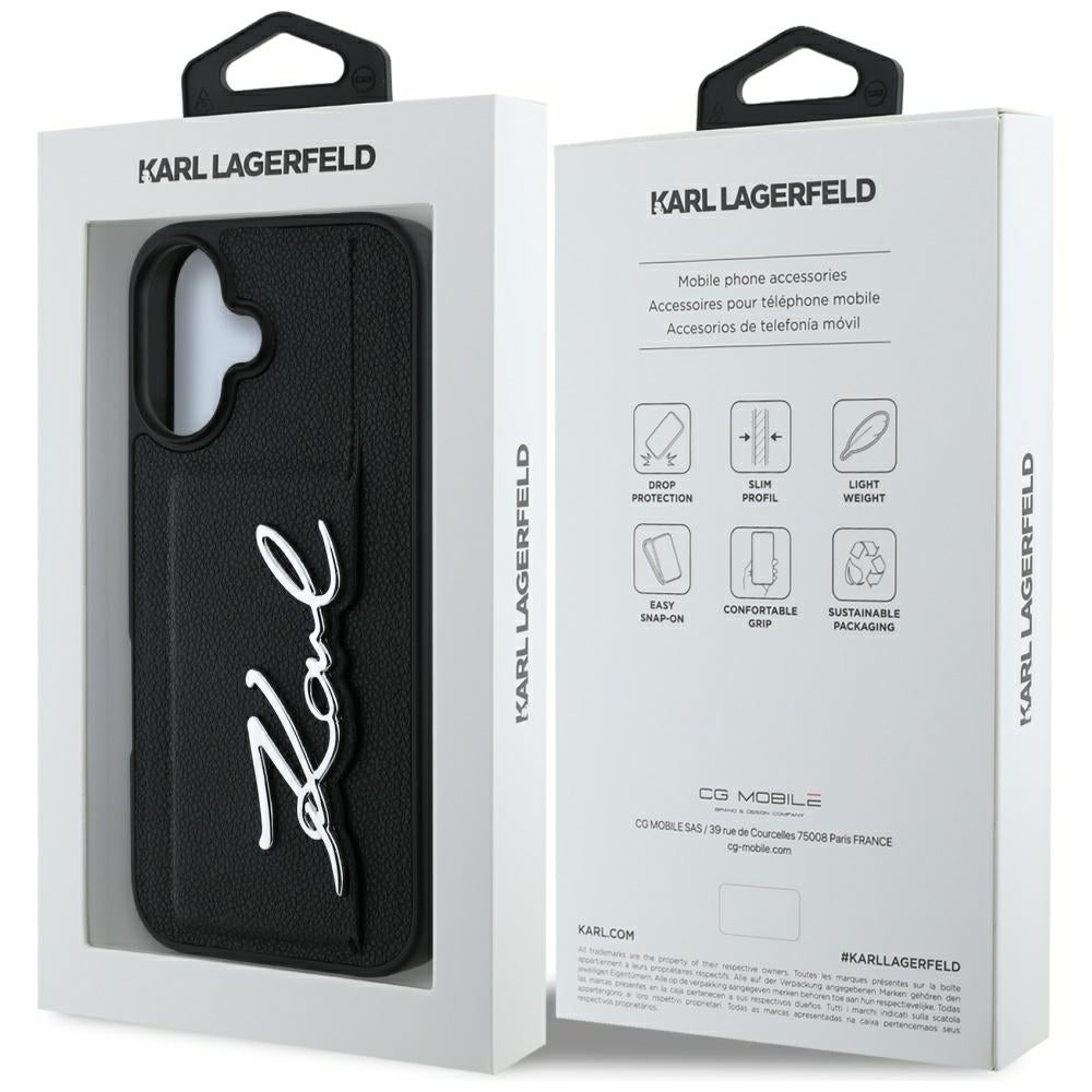 Θήκη για Apple iPhone 16, Karl Lagerfeld, Metal Signature, Μαύρη