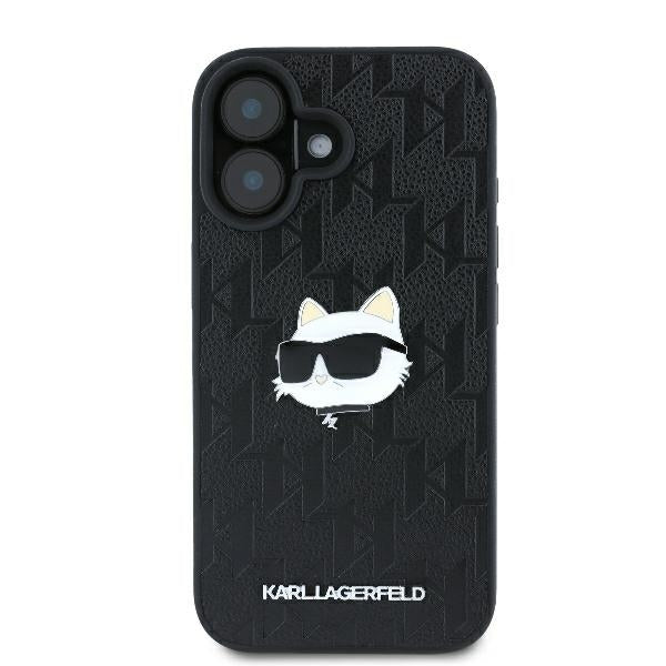 Θήκη για Apple iPhone 16, Karl Lagerfeld, Monogram Choupette's Head, Μαύρη