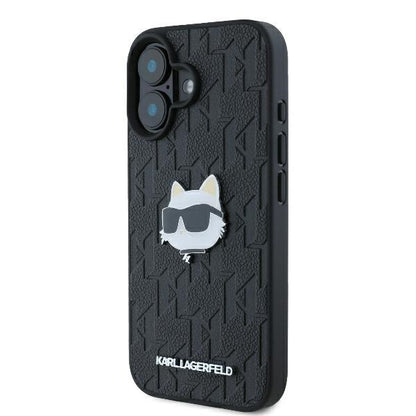 Θήκη για Apple iPhone 16, Karl Lagerfeld, Monogram Choupette's Head, Μαύρη