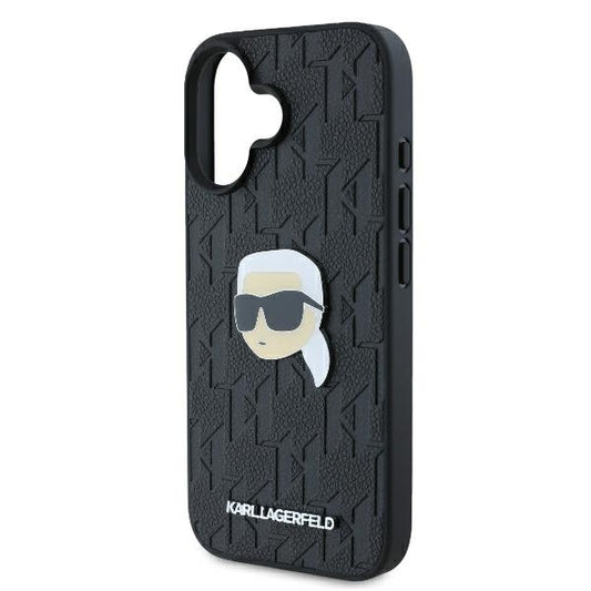Θήκη για Apple iPhone 16, Karl Lagerfeld, Monogram Karl's Head, Μαύρη