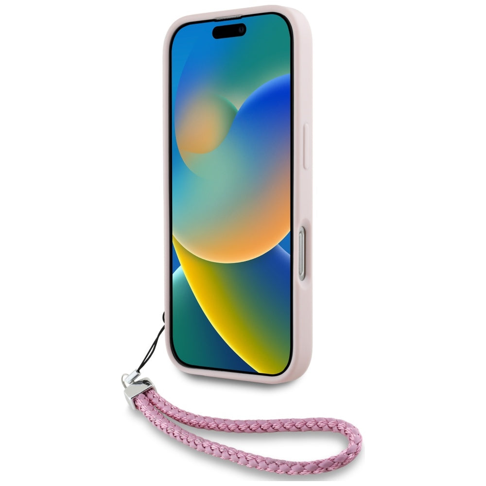 Θήκη για Apple iPhone 16, Karl Lagerfeld, Quilted Initial Logo & Chain Strap, Ροζ