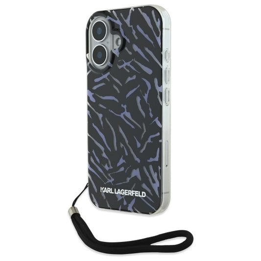 Θήκη για Apple iPhone 16, Karl Lagerfeld, Zebra with Cord Strap, Μοβ
