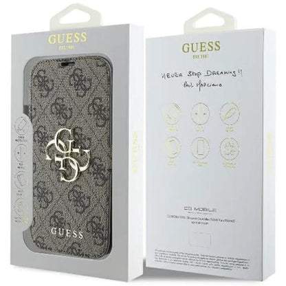Θήκη για Apple iPhone 16 Plus, Guess, 4G Book, Καφέ