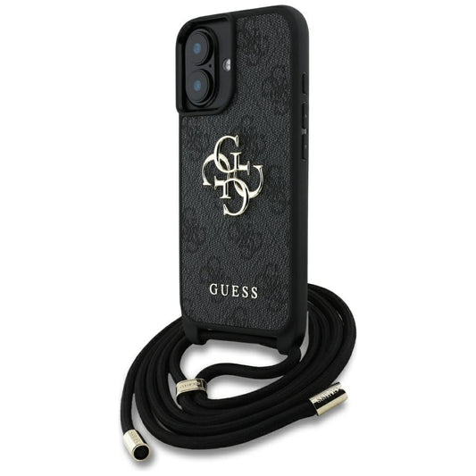 Θήκη για Apple iPhone 16 Plus, Guess, 4G CBDY Big Logo with Cord Strap, Μαύρη