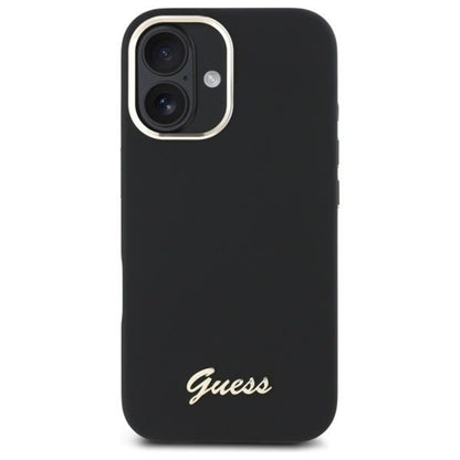 Θήκη για Apple iPhone 16 Plus, Guess, Script Metal Logo & Frame, Μαύρη