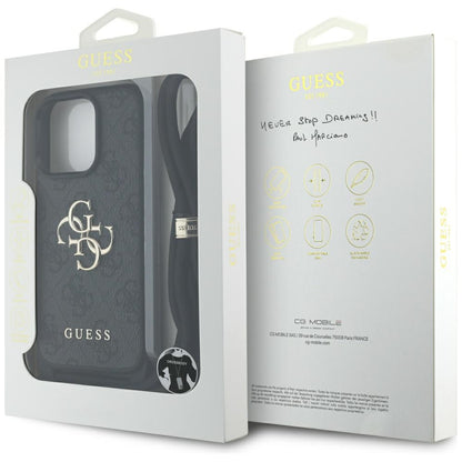 Θήκη για Apple iPhone 16 Pro, Guess, 4G CBDY Big Logo with Cord Strap, Μαύρη