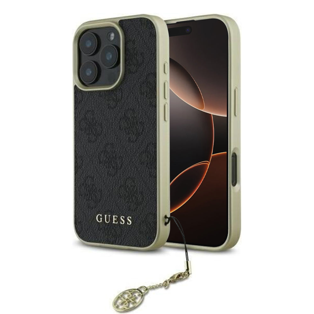 Θήκη για Apple iPhone 16 Pro, Guess, 4G Charm, Μαύρη