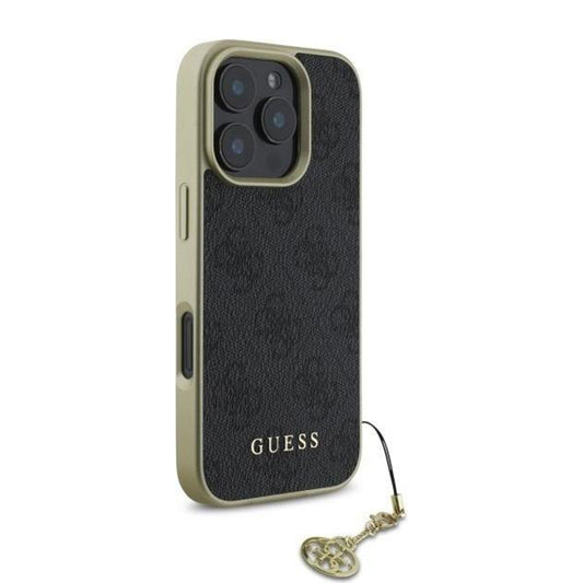 Θήκη για Apple iPhone 16 Pro, Guess, 4G Charm, Μαύρη