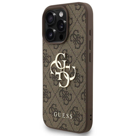 Θήκη για Apple iPhone 16 Pro, Guess, 4G Classic Logo με Λουράκι, Καφέ