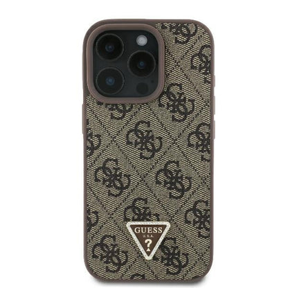 Θήκη για Apple iPhone 16 Pro, Guess, 4G Triangle Strass, Καφέ