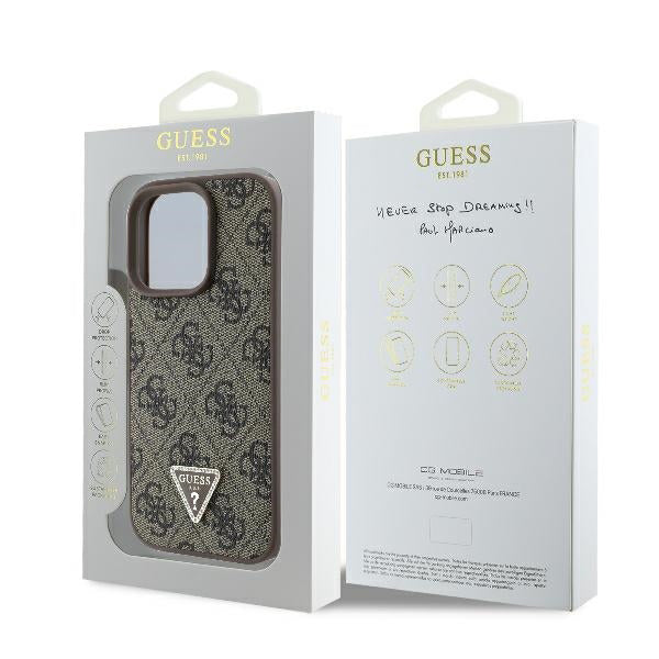 Θήκη για Apple iPhone 16 Pro, Guess, 4G Triangle Strass, Καφέ