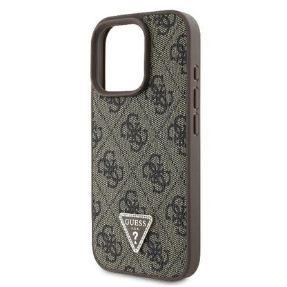 Θήκη για Apple iPhone 16 Pro, Guess, Crossbody 4G Triangle Strass, Καφέ