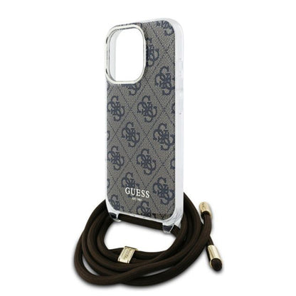 Θήκη για Apple iPhone 16 Pro, Guess, Crossbody Cord 4G Print, Καφέ