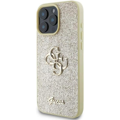 Θήκη για Apple iPhone 16 Pro, Guess, Fixed Glitter Big 4G, Χρυσή