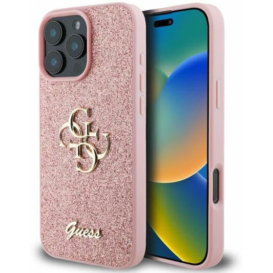 Θήκη για Apple iPhone 16 Pro, Guess, Fixed Glitter Big 4G, Ροζ