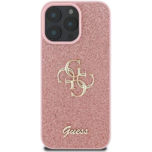 Θήκη για Apple iPhone 16 Pro, Guess, Fixed Glitter Big 4G, Ροζ