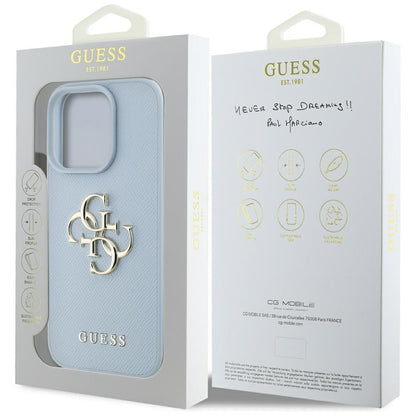 Θήκη για Apple iPhone 16 Pro, Guess, Grained Big 4G Logo Small Classic Logo, Μπλε