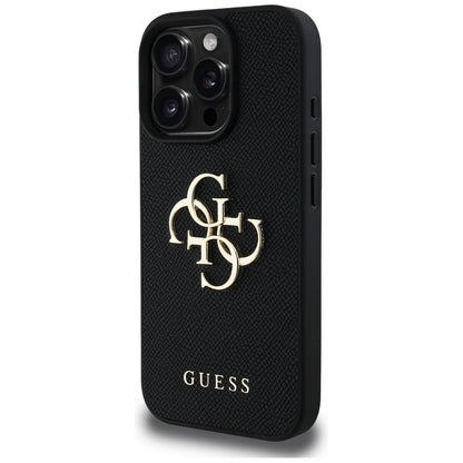 Θήκη για Apple iPhone 16 Pro, Guess, Grained Big 4G Logo Small Classic Logo, Μαύρη