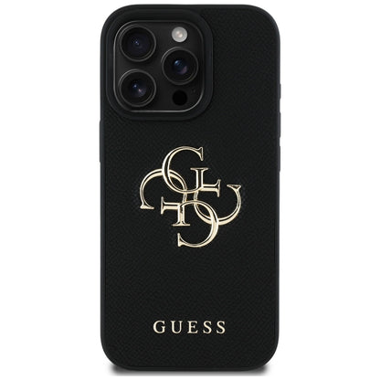 Θήκη για Apple iPhone 16 Pro, Guess, Grained Big 4G Logo Small Classic Logo, Μαύρη