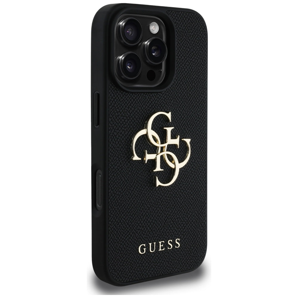 Θήκη για Apple iPhone 16 Pro, Guess, Grained Big 4G Logo Small Classic Logo, Μαύρη