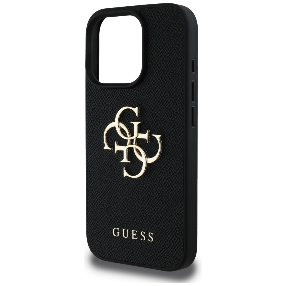 Θήκη για Apple iPhone 16 Pro, Guess, Grained Big 4G Logo Small Classic Logo, Μαύρη