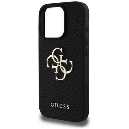 Θήκη για Apple iPhone 16 Pro, Guess, Grained Big 4G Logo Small Classic Logo, Μαύρη