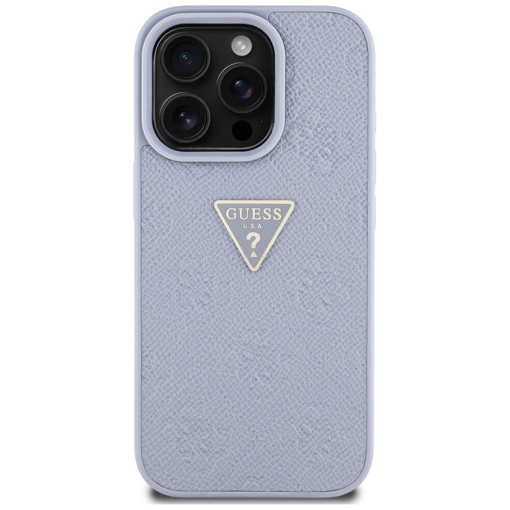 Θήκη για Apple iPhone 16 Pro, Guess, Hot Stamp 4G Pattern Triangle Logo, Ανοιχτό Μωβ
