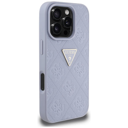 Θήκη για Apple iPhone 16 Pro, Guess, Hot Stamp 4G Pattern Triangle Logo, Ανοιχτό Μωβ