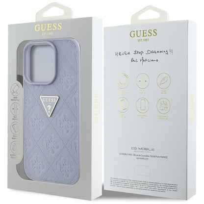 Θήκη για Apple iPhone 16 Pro, Guess, Hot Stamp 4G Pattern Triangle Logo, Ανοιχτό Μωβ