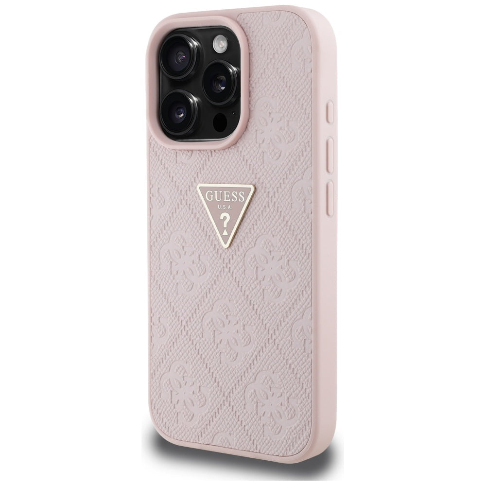 Θήκη για Apple iPhone 16 Pro, Guess, Hot Stamp 4G Pattern Triangle Logo, Ροζ
