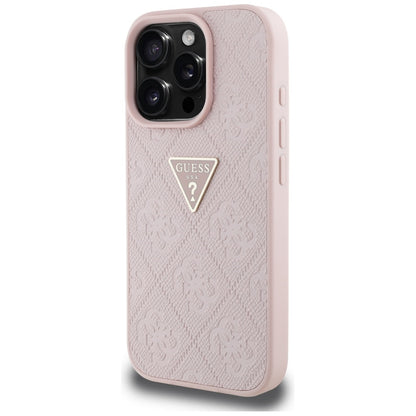 Θήκη για Apple iPhone 16 Pro, Guess, Hot Stamp 4G Pattern Triangle Logo, Ροζ