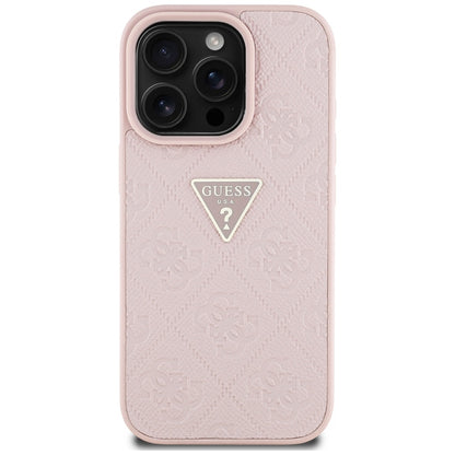 Θήκη για Apple iPhone 16 Pro, Guess, Hot Stamp 4G Pattern Triangle Logo, Ροζ