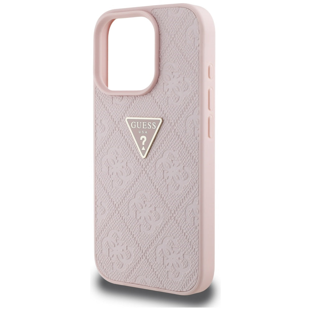 Θήκη για Apple iPhone 16 Pro, Guess, Hot Stamp 4G Pattern Triangle Logo, Ροζ