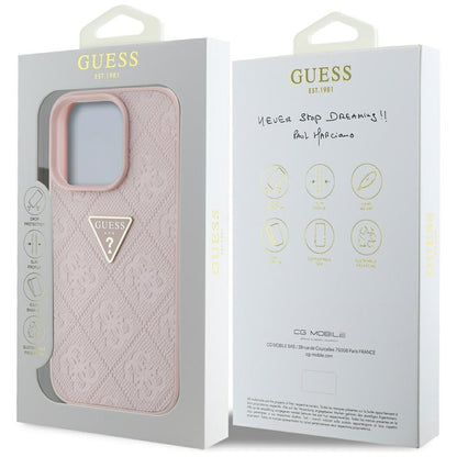 Θήκη για Apple iPhone 16 Pro, Guess, Hot Stamp 4G Pattern Triangle Logo, Ροζ