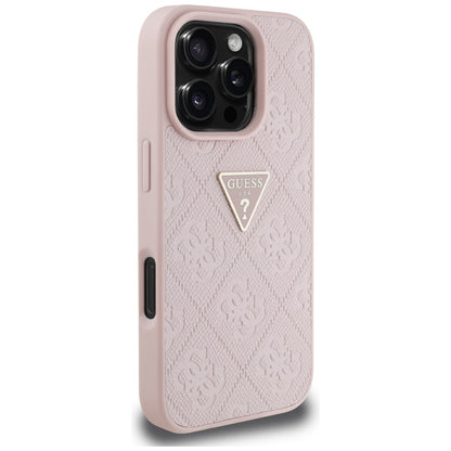 Θήκη για Apple iPhone 16 Pro, Guess, Hot Stamp 4G Pattern Triangle Logo, Ροζ