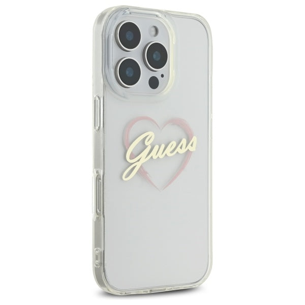 Θήκη για Apple iPhone 16 Pro, Guess, IML Heart, Διάφανη