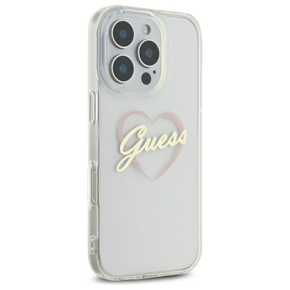 Θήκη για Apple iPhone 16 Pro, Guess, IML Heart, Διάφανη